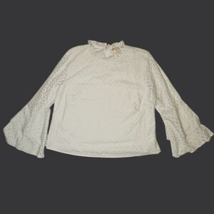 Michael Kors White‎ Lace Boho Top w/ Bell Sleeves P/L
